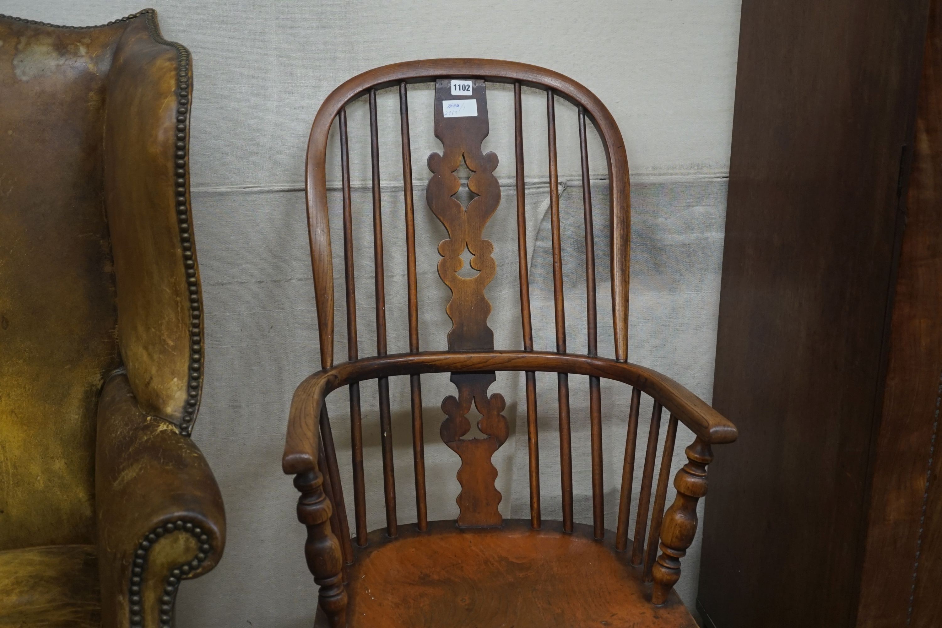 A 19th century ash, elm and beech Windsor armchair